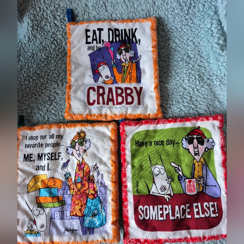 Humorous Cartoon Pot Holders Set Of 4
